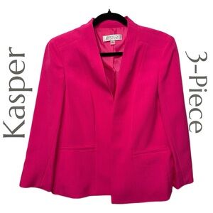 Kasper 3-Piece Set - Pink Perfection Blazer, Blouse & Trousers - Size 10